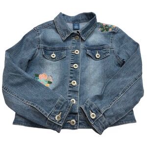 Arizona Jean jacket girls small Denim long sleeve Jack embroidery‎ floral child